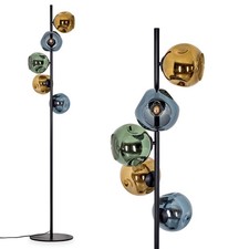 HOFSTEIN Villamare Stehlampe aus Metall/Glas in Schwarz/Goldfarben/Blau/Grün