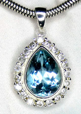 ✨ Blautopas & Bergkristall Tropfen Anhänger ? 925 Silber • Facettiert •  ?