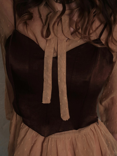 Zara satin corsage braun - zara, satin-corsage
