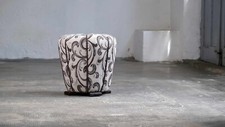 Gemusterer Art déco Pouf von Jindrich Halabala