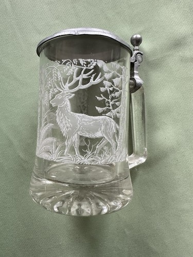 Glas bierkrug mit zinndeckel - mit,