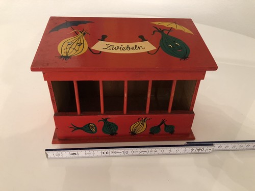 Vintage zwiebelbox holz rot - vintage,