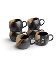 Kaffeetassen 6er Set Kaffeebecher Teetasse Keramik matt Schwarz Braun 480 ml