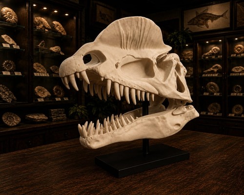 Lebensgroßer dilophosaurus - lebensgroßer,