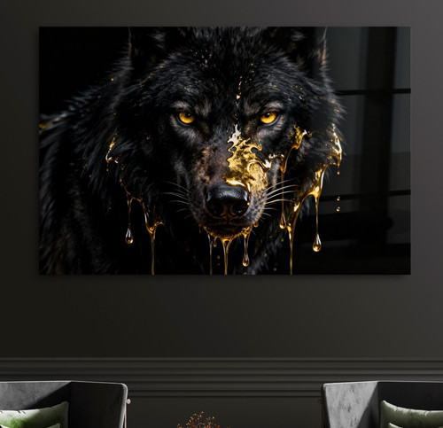 Wütender wolf mit - mit, gold,