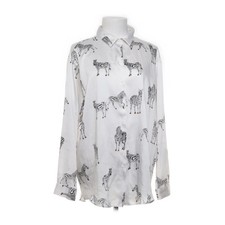 Zara, Bluse, Größe: XL, Weiß/Schwarz/Mehrfarbig, Sonstiges, Satin, Damen -aBF