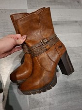 Mustang Stiefeletten Gr. 38 Braun Cognac Kastanie