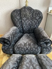 Bretz Sessel, Mit Hocker, Edel, schwarz, luxussessel