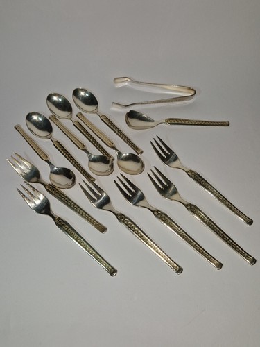 Silberbesteck mit golddekor - mit,