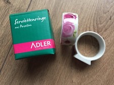 ❄️❄️   2-teiliges Set, Serviettenringe aus Porzellan, weiß mit Rosenmuster, OVP