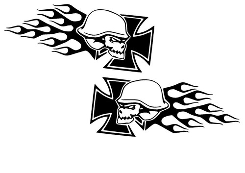Iron cross skull - skull, 2x