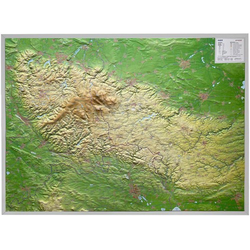 Georelief regional karte harz - regional-karte,