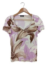 SONIA FORTUNA V-Ausschnitt-Shirt Damen Shirt Gr. DE 34 lila-braun Casual-Look