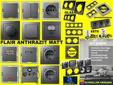 FLAIR anthrazit Schalterserie McPower⚡UP grau Steckdose Rahmen Taster Dimmer SET