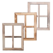 UNUS® Fenster Holz Fensterrahmen Vintage Holzfenster Shabby Wanddeko 35x27x1,5cm