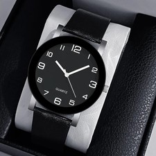 Damenuhren Schwarz Uhren Neu Armbanduhr Watsch Quarzuhr Leder Analog Frauenuhr