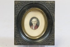 Barockes Herrenbildnis Portrait Miniaturmalerei gerahmt um 1760/80 (HB907)
