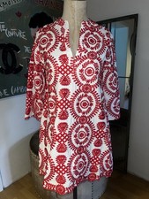 Ibiza Boho Style Minikleid, Rot/weiss, L