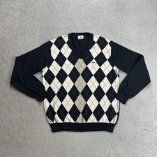 LACOSTE Herren Pullover Gr L Wolle Sweater Strickpullover Logo 18400 Schwarz