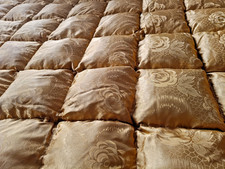 DAUNENDECKE BETTDECKE STEPPDECKE 70er Inlett Brokat Vintage weich warm Kassetten