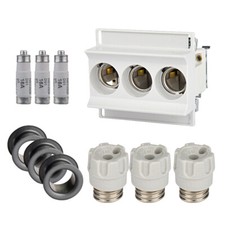 Neozed Sicherungssockel D02 3 pol + 3x16A Neozedsicherung/Passhülsen/Schraubkap.