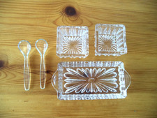 Saliere Salz + Pfeffer Menage Glas sehr alt - 5 Teile