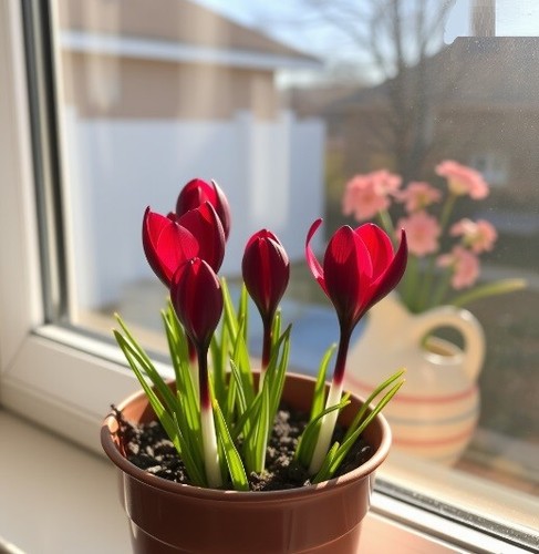 Schneekrokusse dunkel rot - schneekrokusse, dunkel-rot