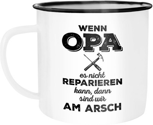 Emaille tasse becher wenn opa - emaille,