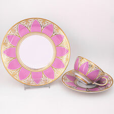 3-tlg. - Art déco Kästner Saxonia (1949-1971) Teegedeck Rosa/Gold