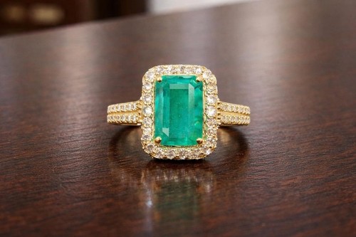 14k gelbgold smaragd schnitt - gelbgold,