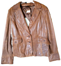 Snap Shot Damen Lederblazer Lammnappa Leder Blazer Jacke braun cognac Gr 46 NEU