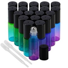 20er Set Blau Grüne Roll On Glasflaschen für Ätherisches Öl mit Tropfer - 5 ml