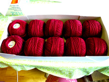 10 x 50g MEZ "Rot-Tulpe" Baumwoll- Strick- und Häkelgarn, weinrot