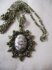 Figarokette - Fassung -  Florale Blätter - Cabochon -  Gemstone -  Maifam  Stone