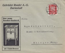DARMSTADT, Briefumschlag 1926, Gebrüder Roeder AG Herd-Fabrik Eisengiesserei
