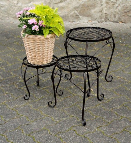 Metall blumen hocker 3er set - blumen,