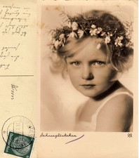 AK Mädchen mit Blumenkranz "Schneeglöckchen" s/w von 1936