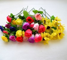 5 x  Kunst Blumen 20 cm Höhe Neu Rosen Sträuße Blätter, verschiedene Deko Blumen