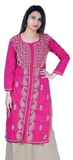 Rosa Baumwolle Kurti für Damen Chikankari Kurta Top indisches...