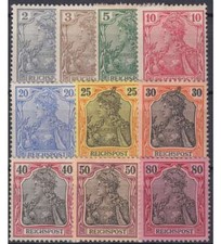 Deutsches Reich Nr. 53-62 ungestempelt/gestempelt "Germania Reichspost"