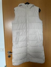 Daunen Weste beige creme lang Größe 36 S