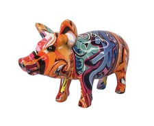 Deko Figur Skulptur Statue Dekoobjekt Schwein Street Art Urban Art Graffiti bunt