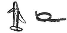 Trense Leder icl. Lederzügel  Trensenzaum  Take it easy schwarz MMS MS Shetty
