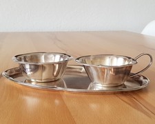 WMF Bienenkorb Marke, Zucker & Milch Set 3-tlg. mit Tablett versilbert