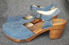 WOODY Holzschuh. Blaue Clogs. Gr. 41. Biegsame Holzsohle