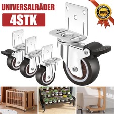 Transportrollen Set Möbelrollen Lenkrolle mit Bremse Rollenset L-Montageplatte