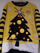 BVB Weihnachtspullover Borussia Dortmund Gr. L; LED; Klett wo die 3 Bälle haften