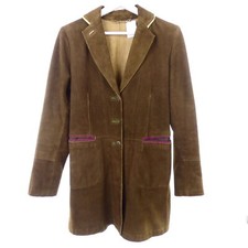 SCHO Mantel Ledermantel Gehrock Echtleder Leather Braun Gr. 36 S 