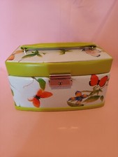 Schmuckkasten Schmuckkästchen Kunstleder bunt bedruckt Schlüssel 18x12x11cm süß