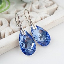 Sterling Silber blaue Ohrringe